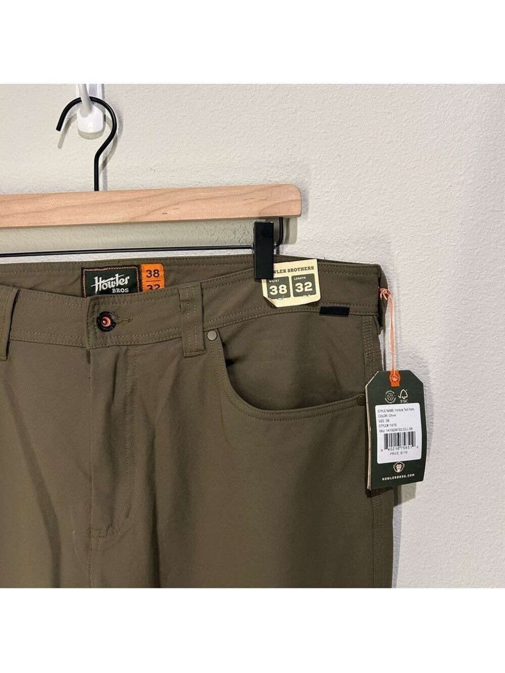 Howler Brothers Frontside Tech Pants 38x32 – Olive – NWT - Picture 2 of 5